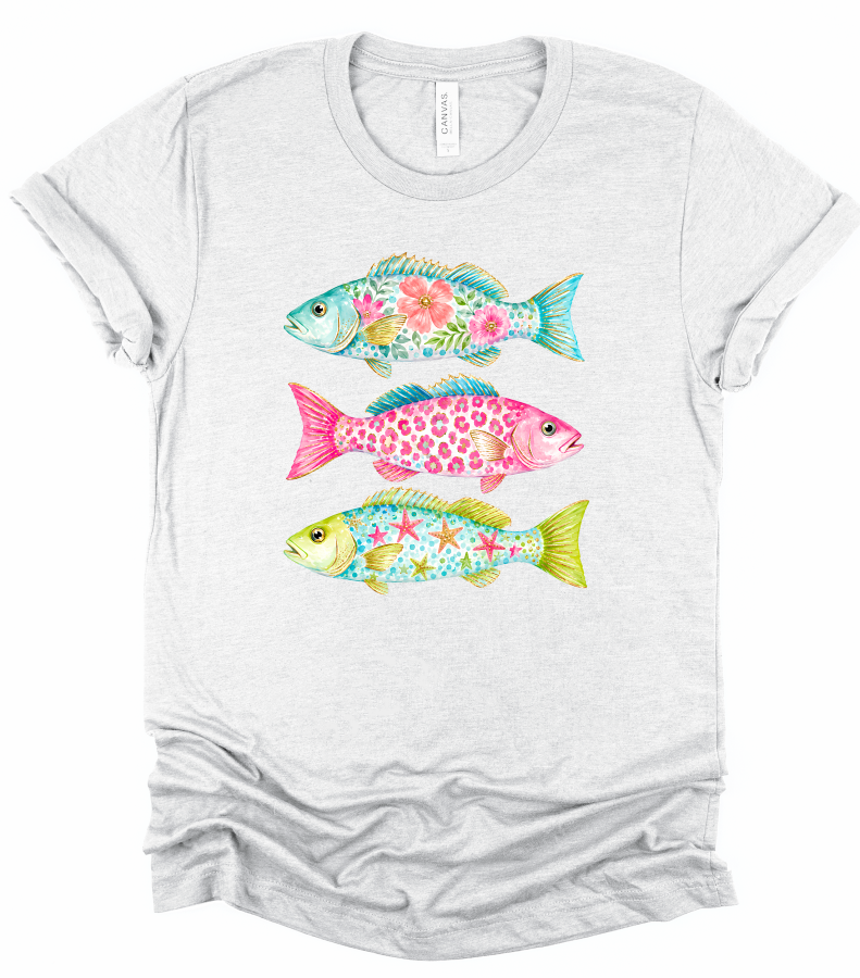 Preppy Summer Coastal Fish Graphic Tee