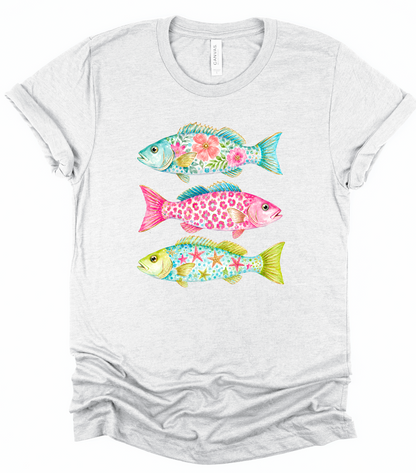 Preppy Summer Coastal Fish Graphic Tee