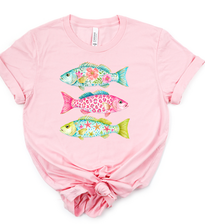 Preppy Summer Coastal Fish Graphic Tee