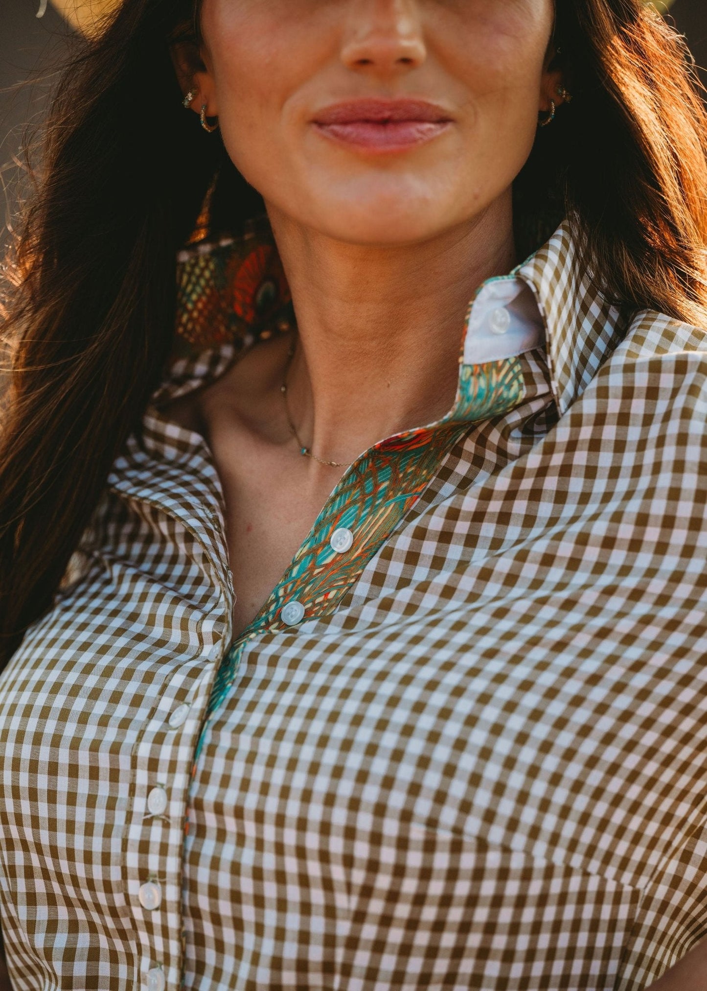 Core Collection Olive Gingham Women's Western Shirt