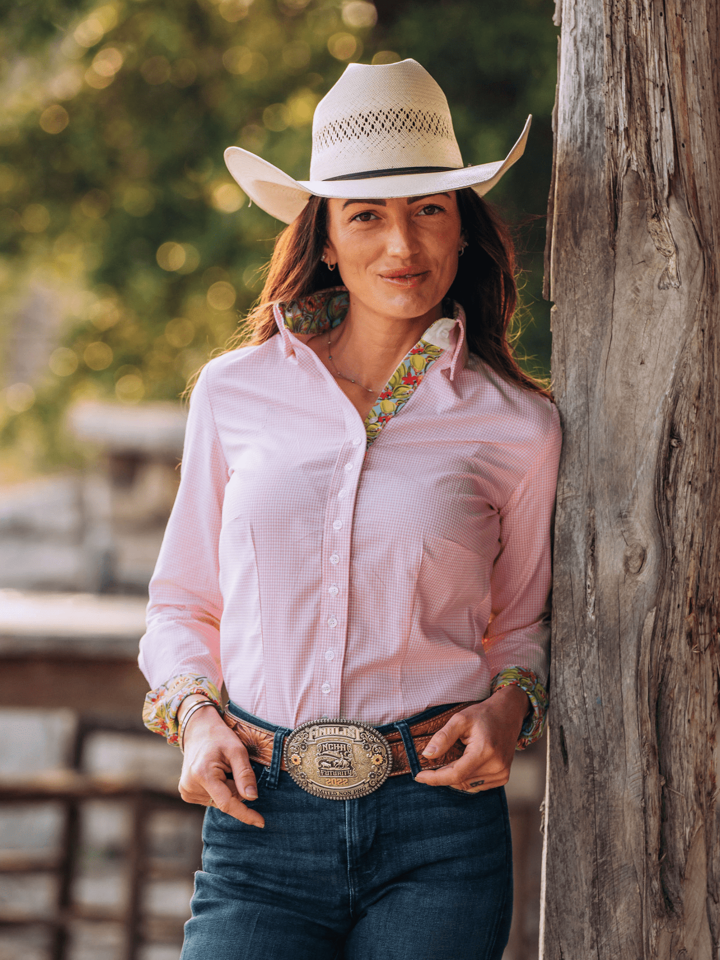 Core Collection Pink Gingham Women's Western Shirt