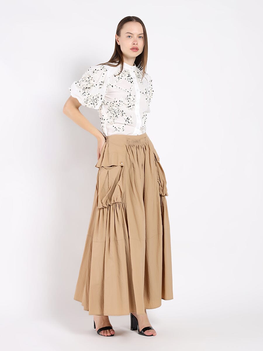 Front Body Floral Fabric Work Caller Top