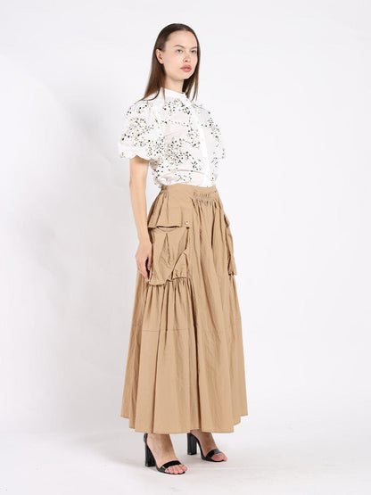 Front Body Floral Fabric Work Caller Top