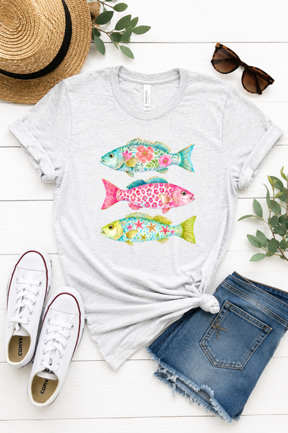 Preppy Summer Coastal Fish Graphic Tee