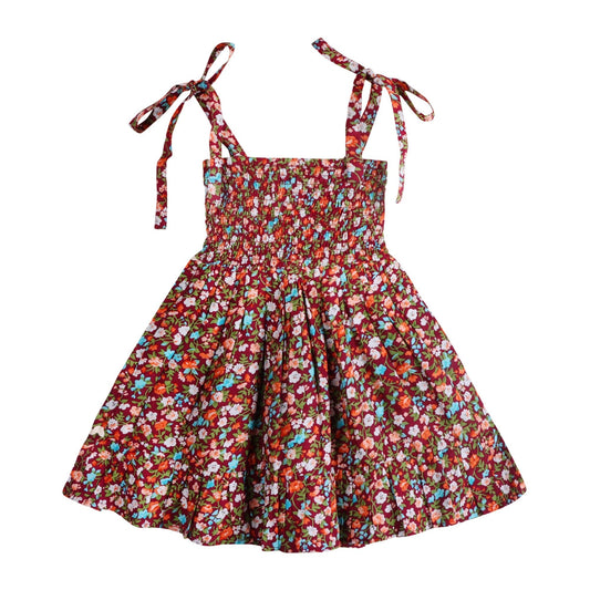 Fuchsia Floral Smocked Strappy Dress