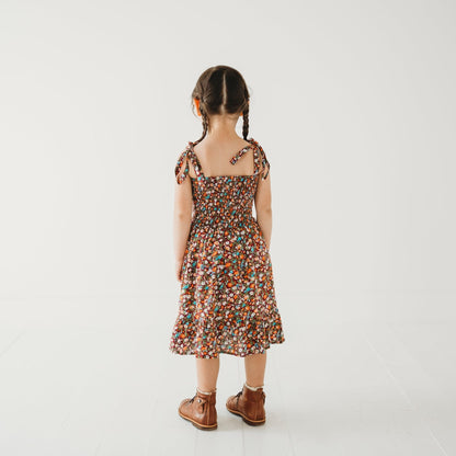 Fuchsia Floral Smocked Strappy Dress