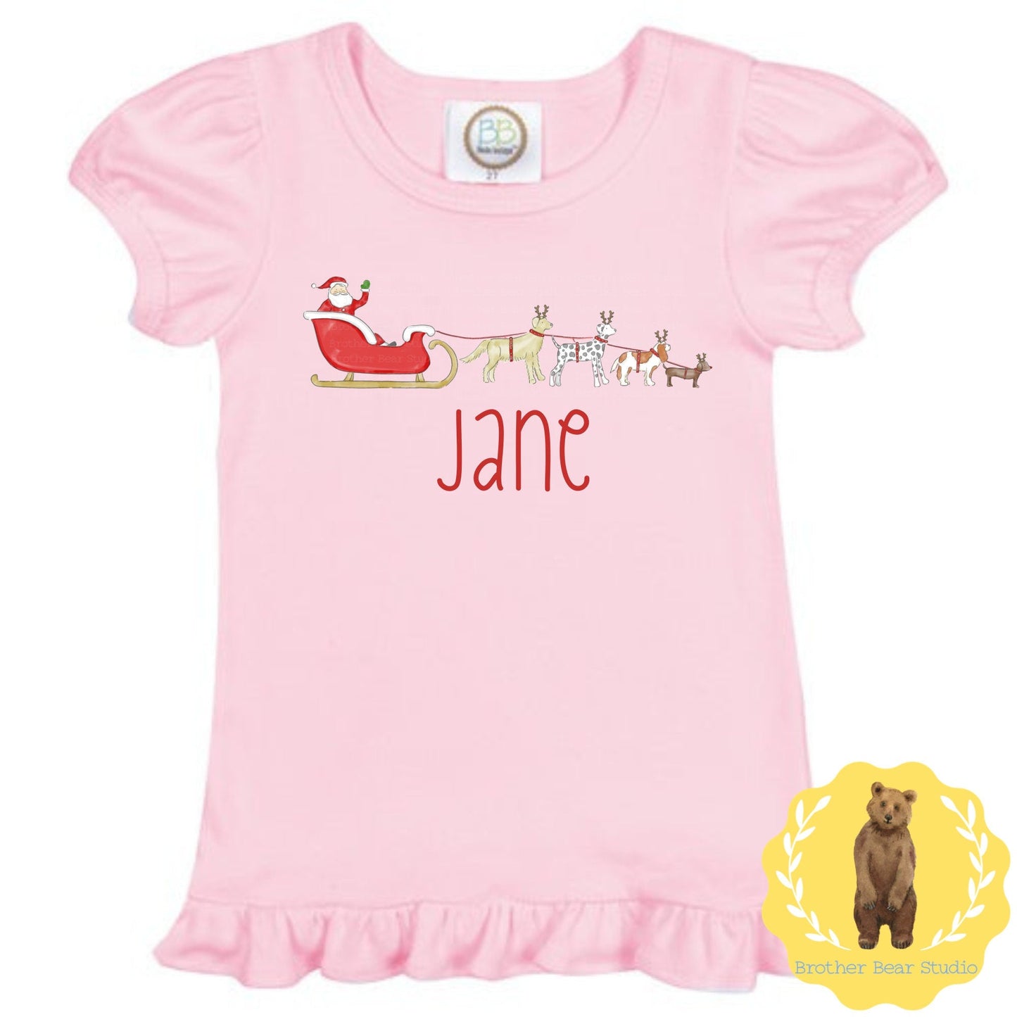 Santa's Helper Ruffle Tee Shirt | Girls | Short Sleeve | Holiday | Long Sleeve |