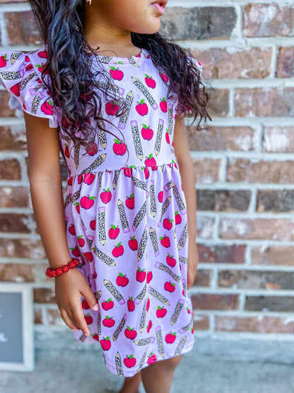 Leopard pencil back to school dress