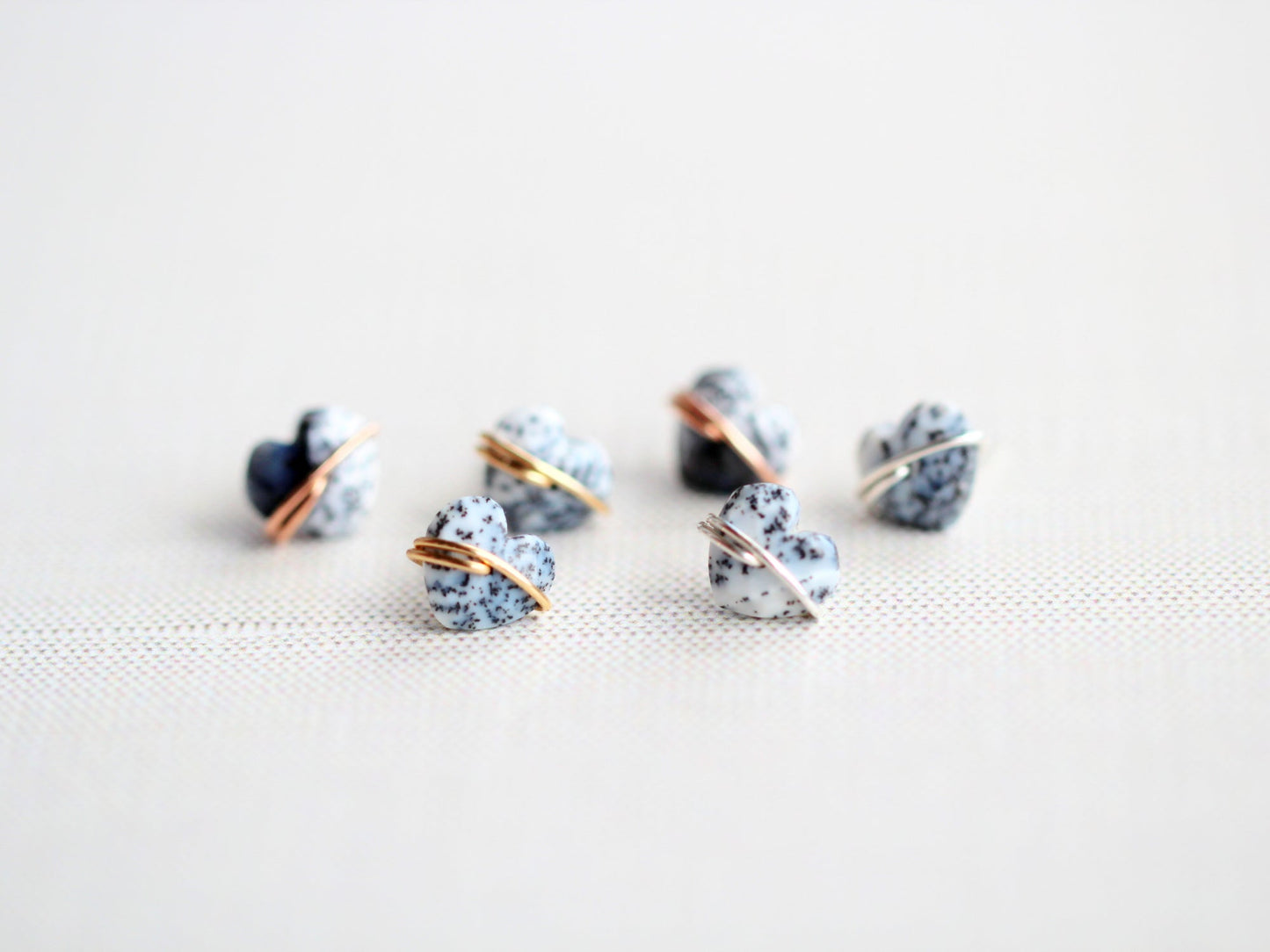 Heart Studs - Dendritic Opal