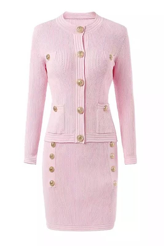 Jessica Bara Eloise Gold Button Two Piece Set As Seen On Sylwia Graff