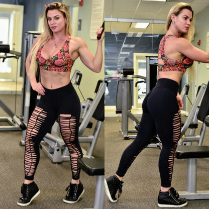 SCRUNCHY BOOTY BLACK WAVE RIPPED BLACK LEGGINGS