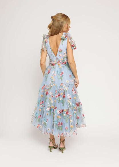 Margaret Floral Midi Dress Blue