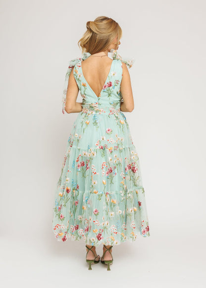 Margaret Floral Midi Dress Green