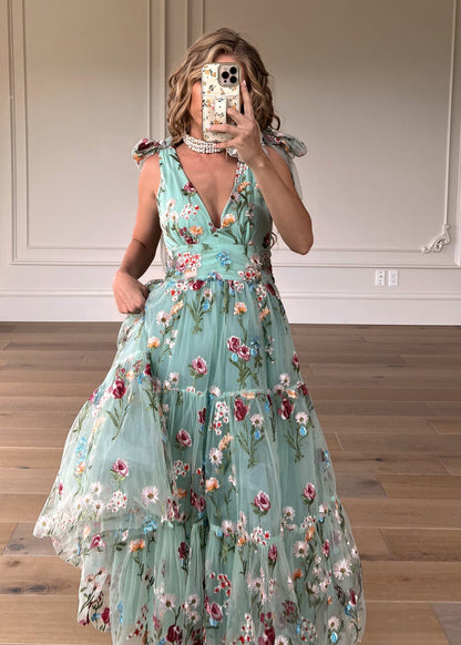 Margaret Floral Midi Dress Green