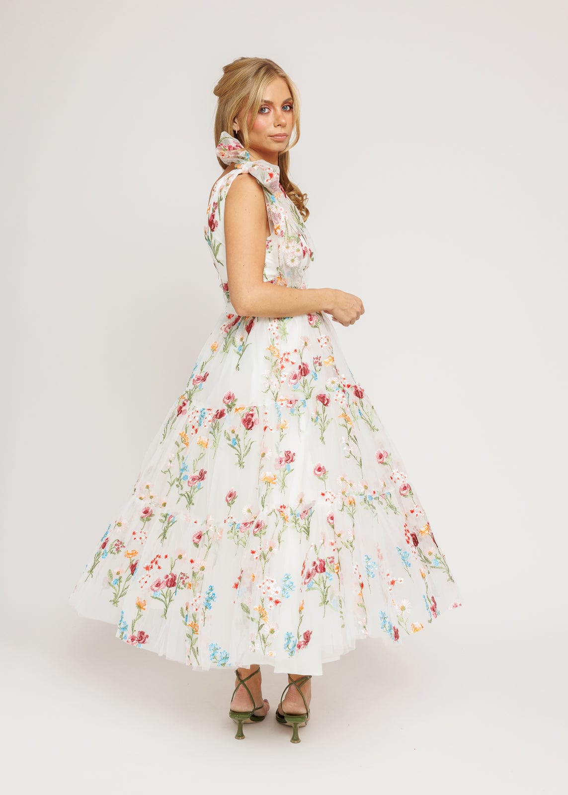Margaret Floral Midi Dress White