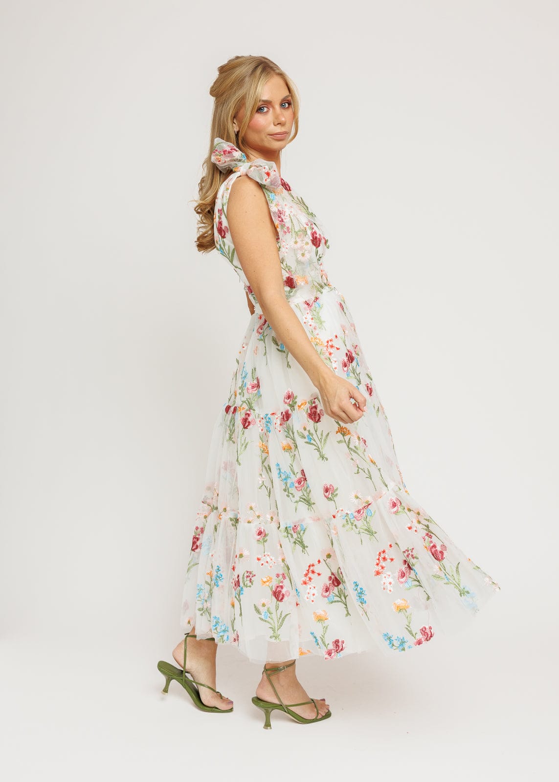 Margaret Floral Midi Dress White