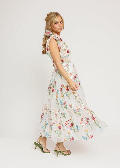 Margaret Floral Midi Dress White