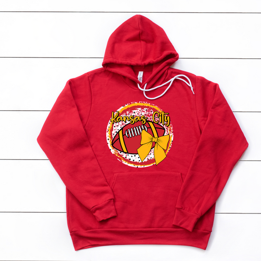 Kansas City Football Bow Round Tee OR Sweatshirt