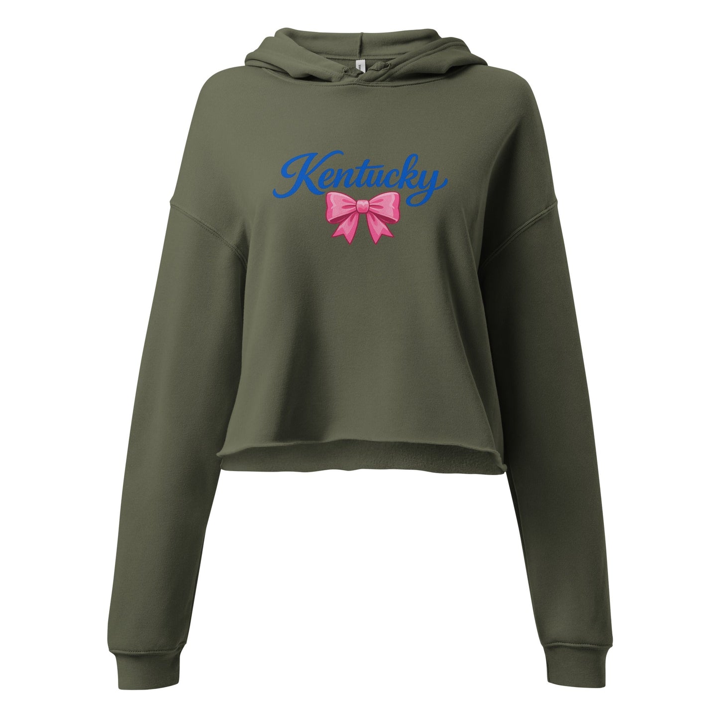 Kentucky Bow Crop Hoodie | Pink Bow + Blue Script | Fleece