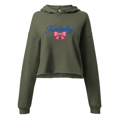 Kentucky Bow Crop Hoodie | Pink Bow + Blue Script | Fleece