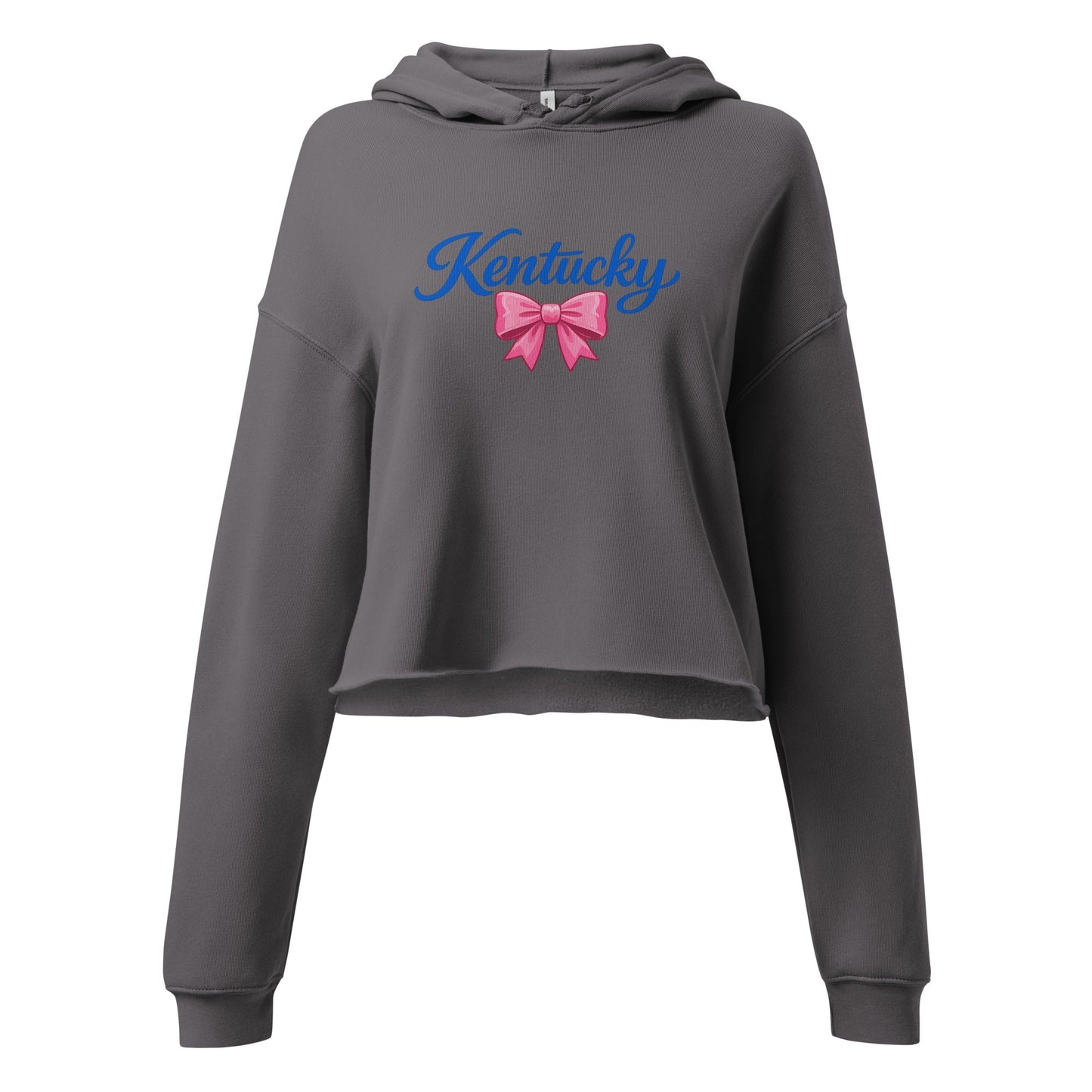 Kentucky Bow Crop Hoodie | Pink Bow + Blue Script | Fleece