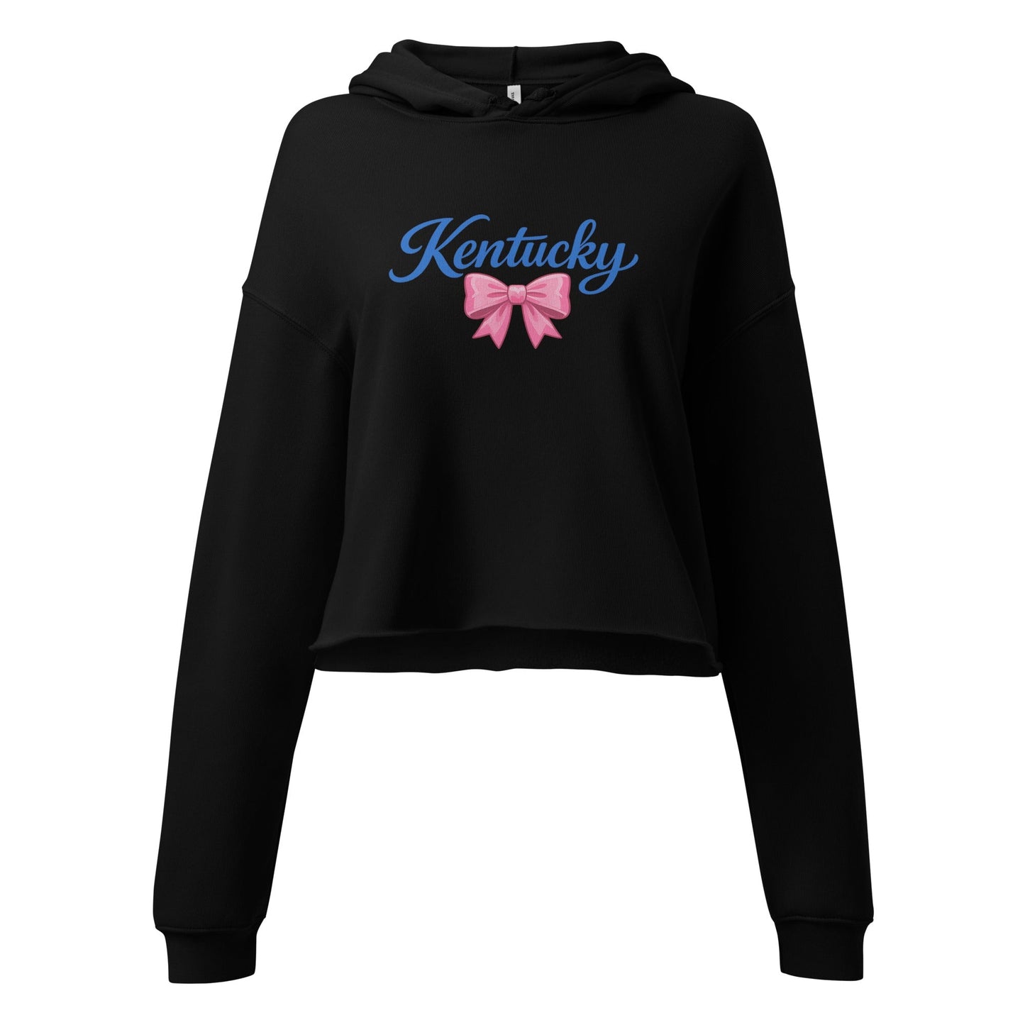 Kentucky Bow Crop Hoodie | Pink Bow + Blue Script | Fleece