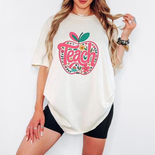 Teach Apple Shirt for Teachers Comfort Colors Tee