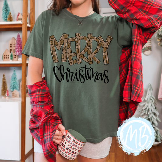 Leopard Merry Christmas Tee or Sweatshirt