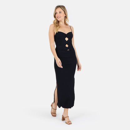 Heidi Cutout Detail Ribbed Maxi Dress