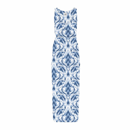 Krista Twist Dress - Blue Ikat