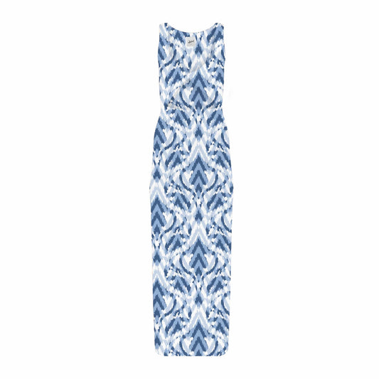 Krista Twist Dress - Blue Ikat