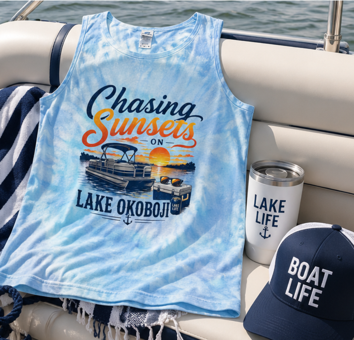 Chasing Sunsets on Lake OKOBOJI Tie Dye Tank
