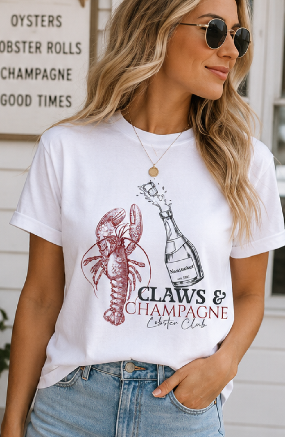 Claws & Champagne Lobster Club Bella Canvas Graphic Tee