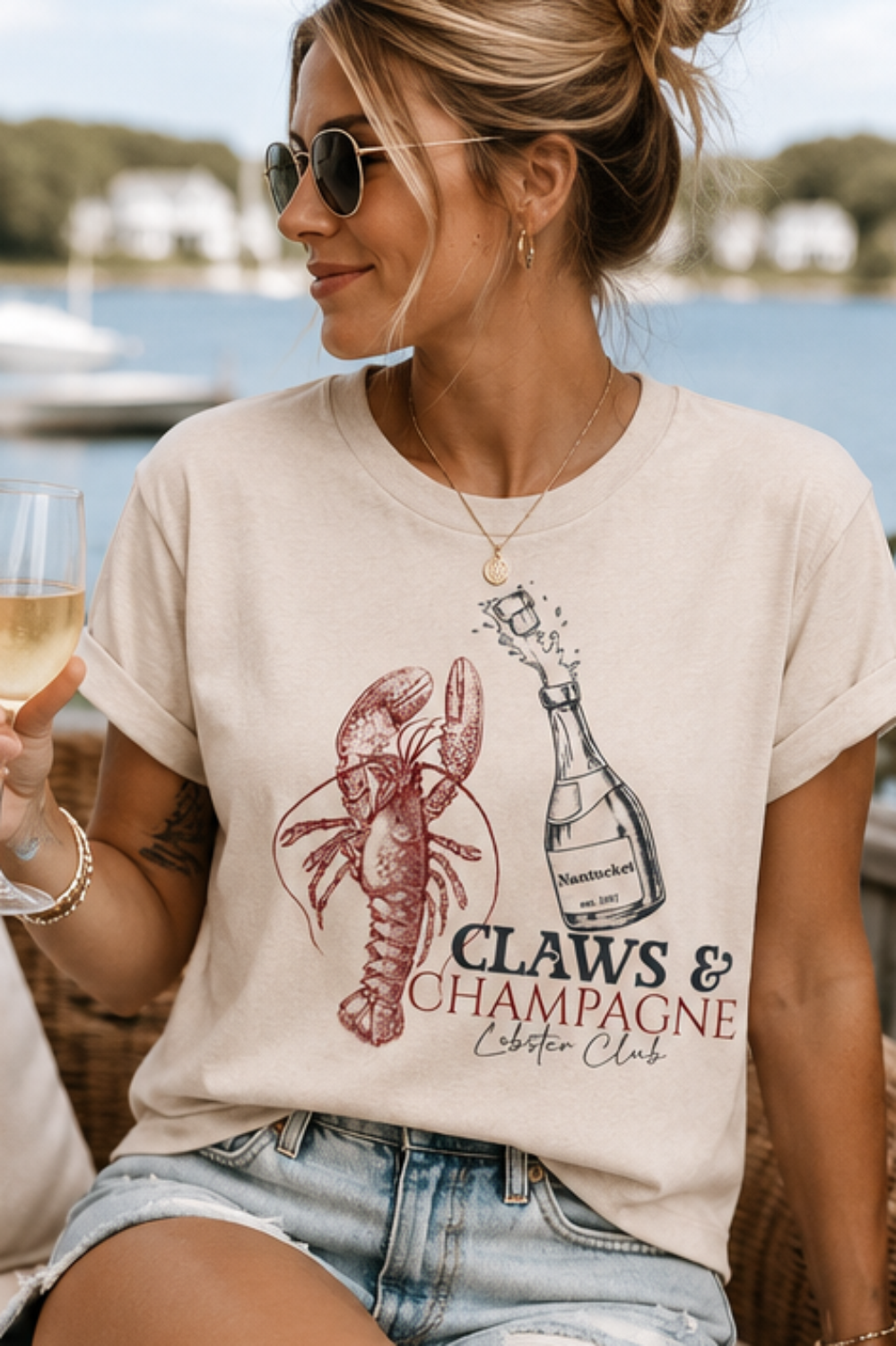 Claws & Champagne Lobster Club Bella Canvas Graphic Tee