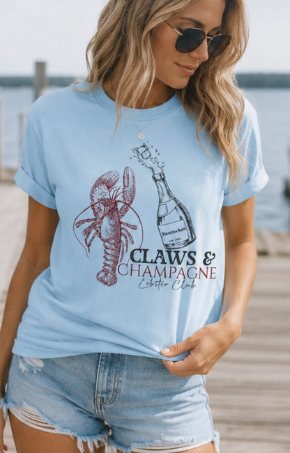 Claws & Champagne Lobster Club Bella Canvas Graphic Tee