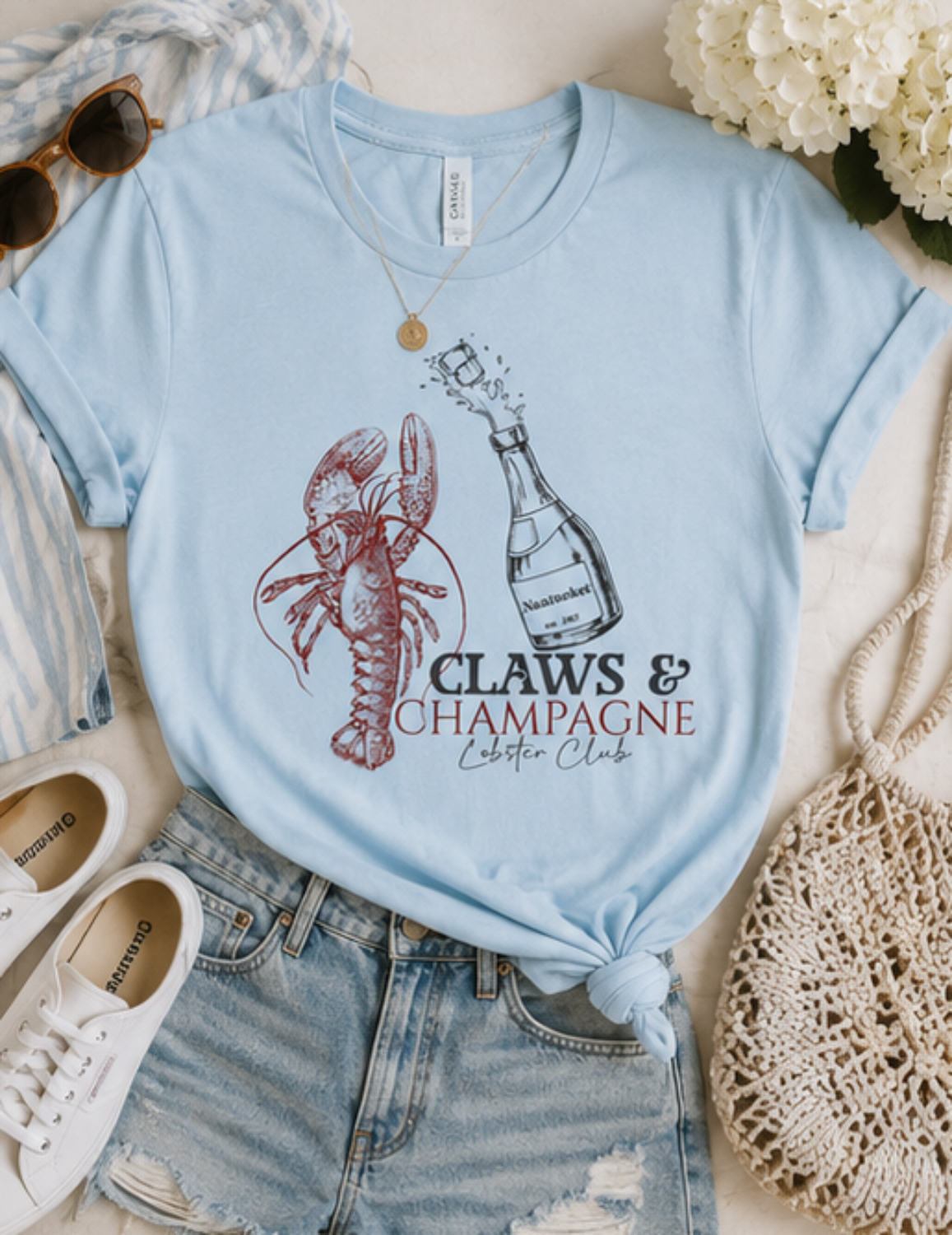 Claws & Champagne Lobster Club Bella Canvas Graphic Tee