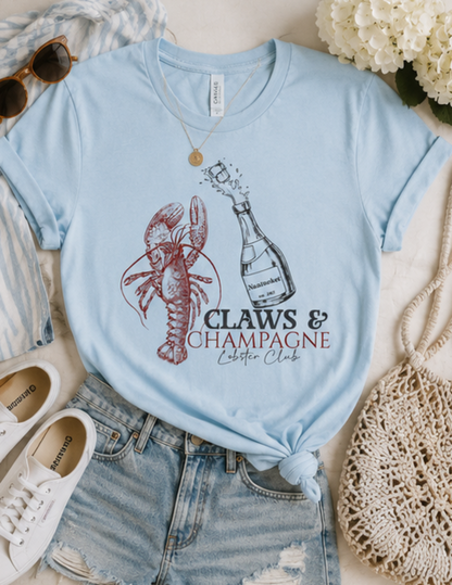 Claws & Champagne Lobster Club Bella Canvas Graphic Tee