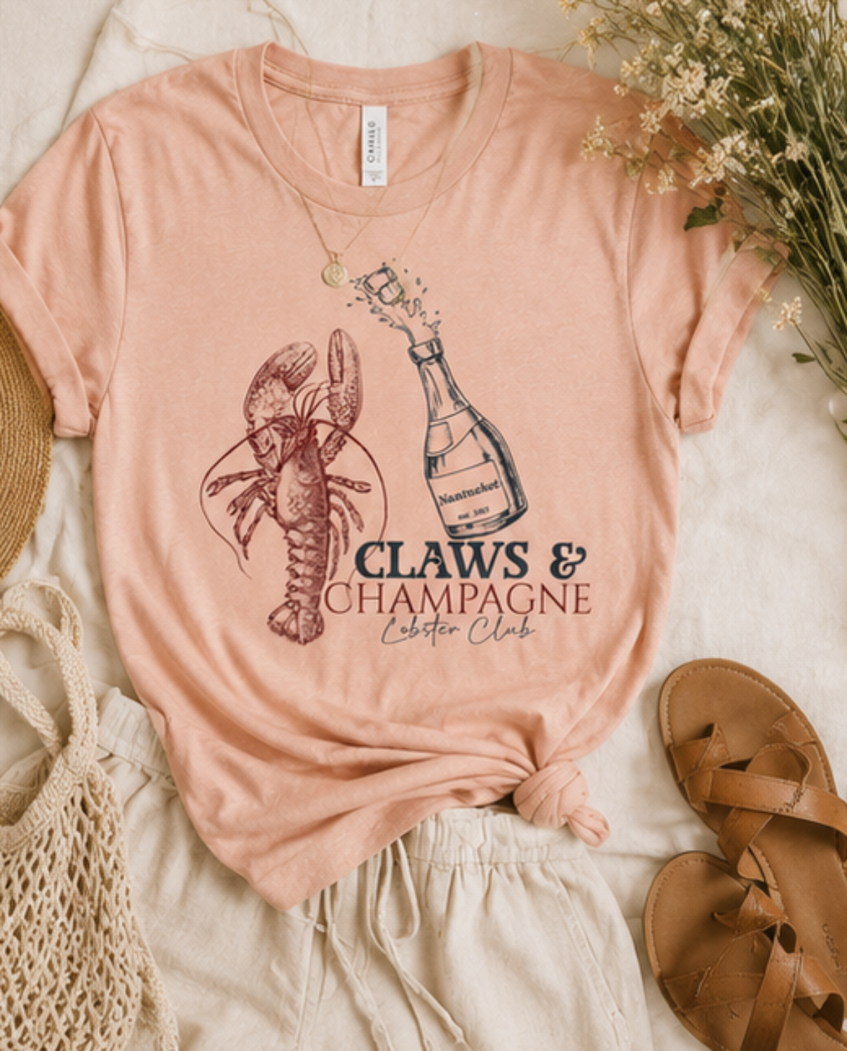 Claws & Champagne Lobster Club Bella Canvas Graphic Tee