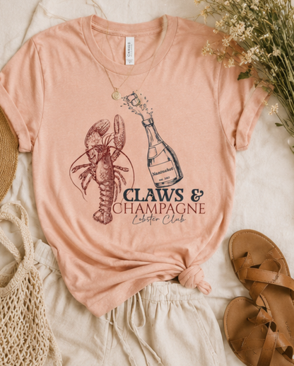 Claws & Champagne Lobster Club Bella Canvas Graphic Tee