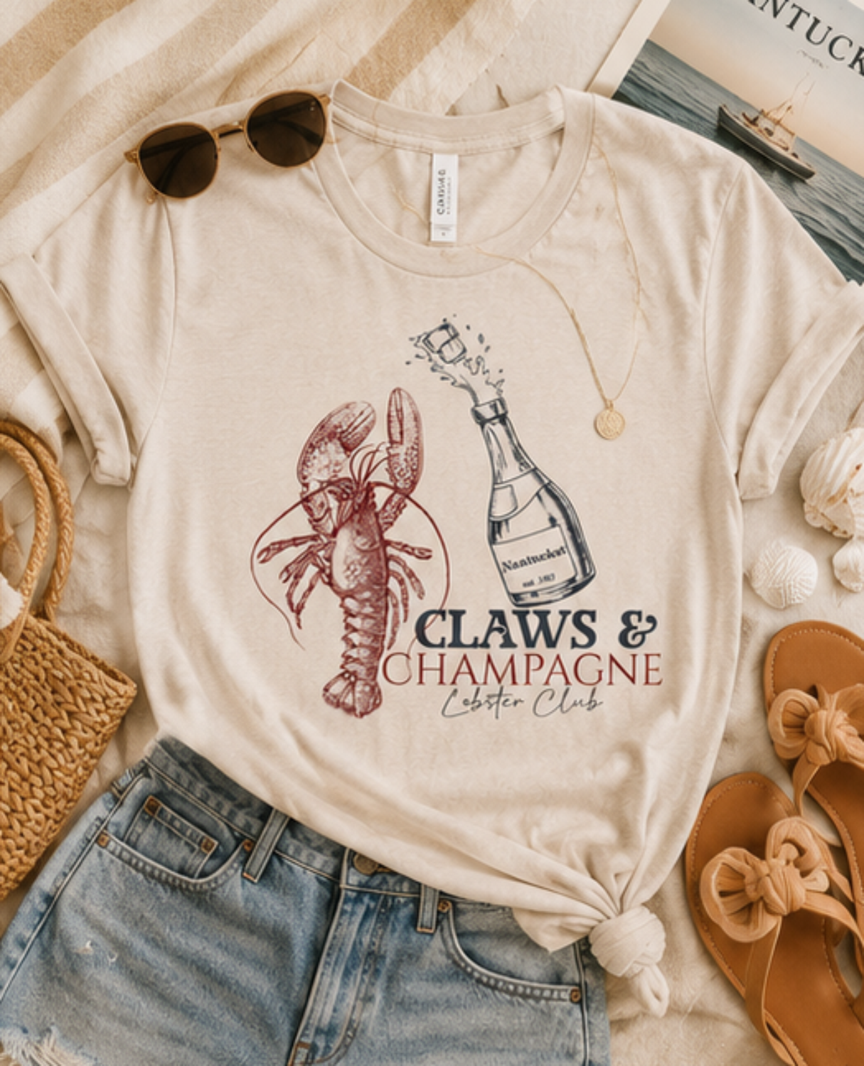 Claws & Champagne Lobster Club Bella Canvas Graphic Tee