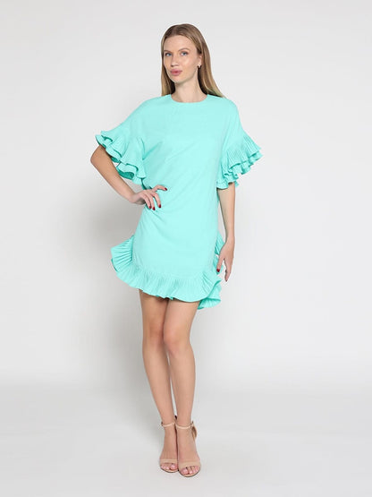 Loose Fitted Ruffle Sleeve Dress