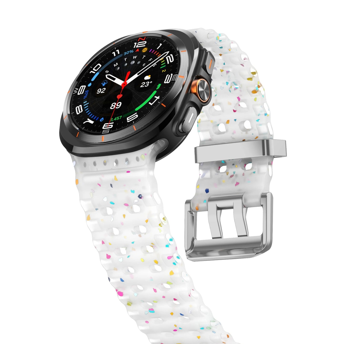 Ocean Silicone Samsung Galaxy 7 Ultra Watch Band Silver Buckle 47MM