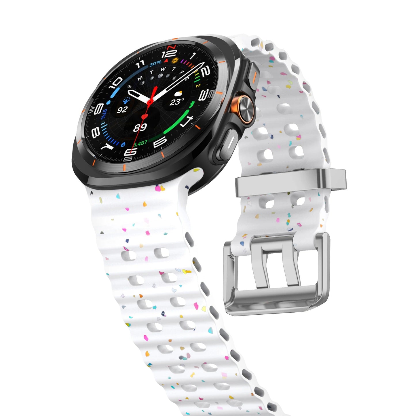 Ocean Silicone Samsung Galaxy 7 Ultra Watch Band Silver Buckle 47MM