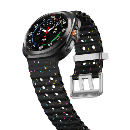 Ocean Silicone Samsung Galaxy 7 Ultra Watch Band Silver Buckle 47MM