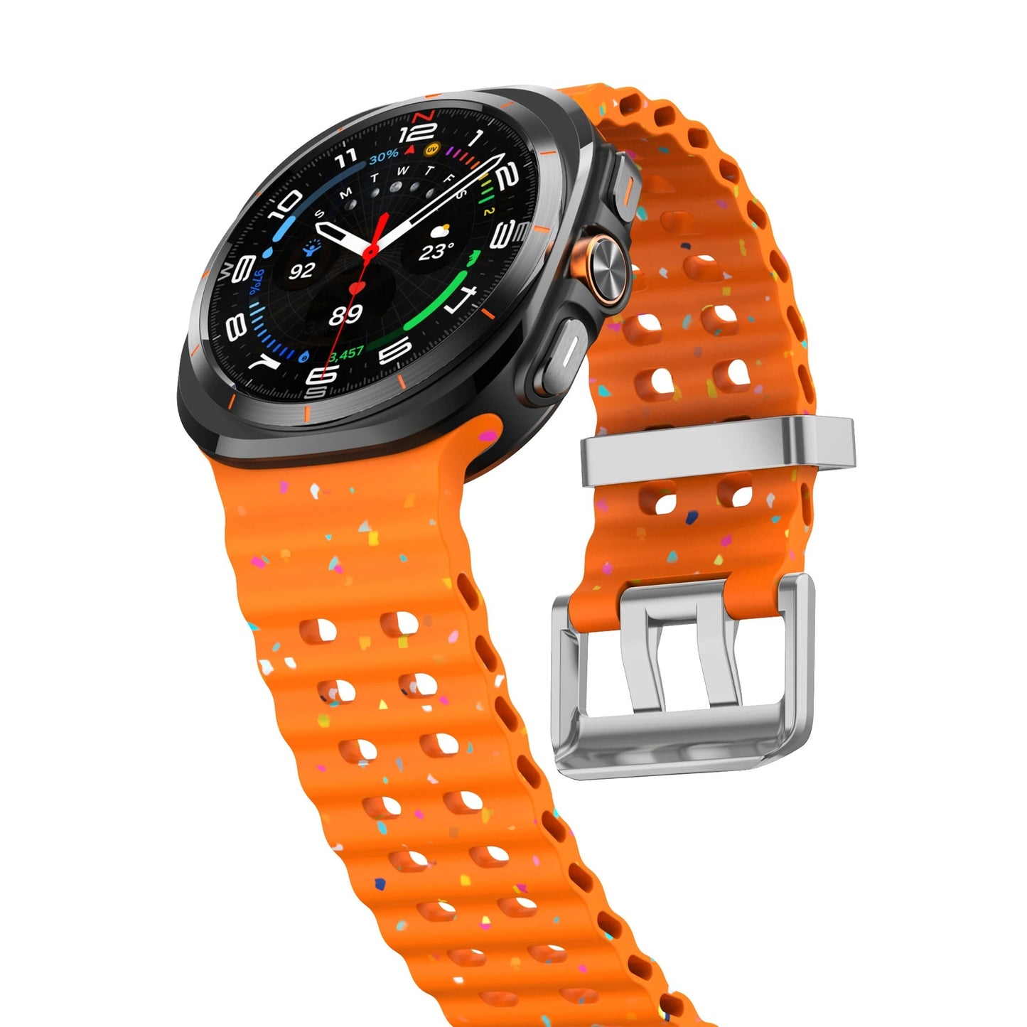 Ocean Silicone Samsung Galaxy 7 Ultra Watch Band Silver Buckle 47MM