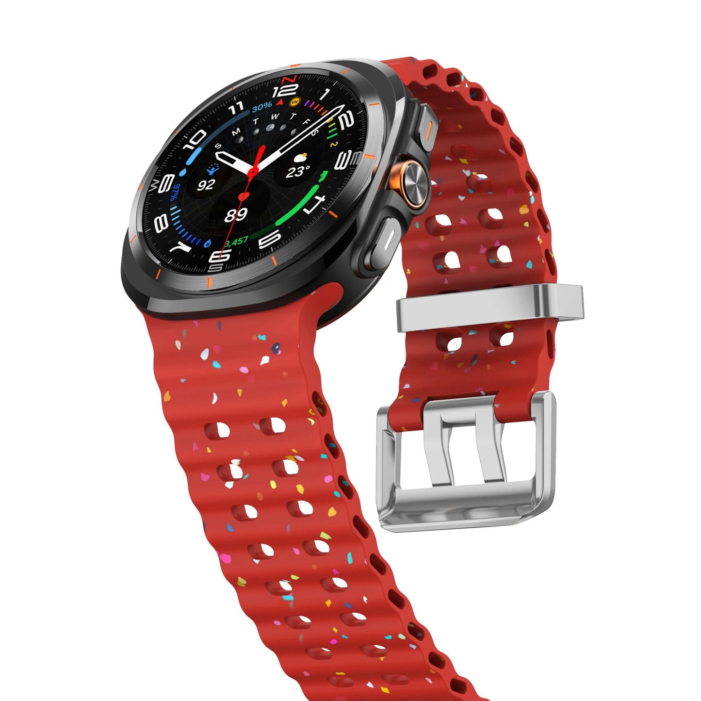 Ocean Silicone Samsung Galaxy 7 Ultra Watch Band Silver Buckle 47MM