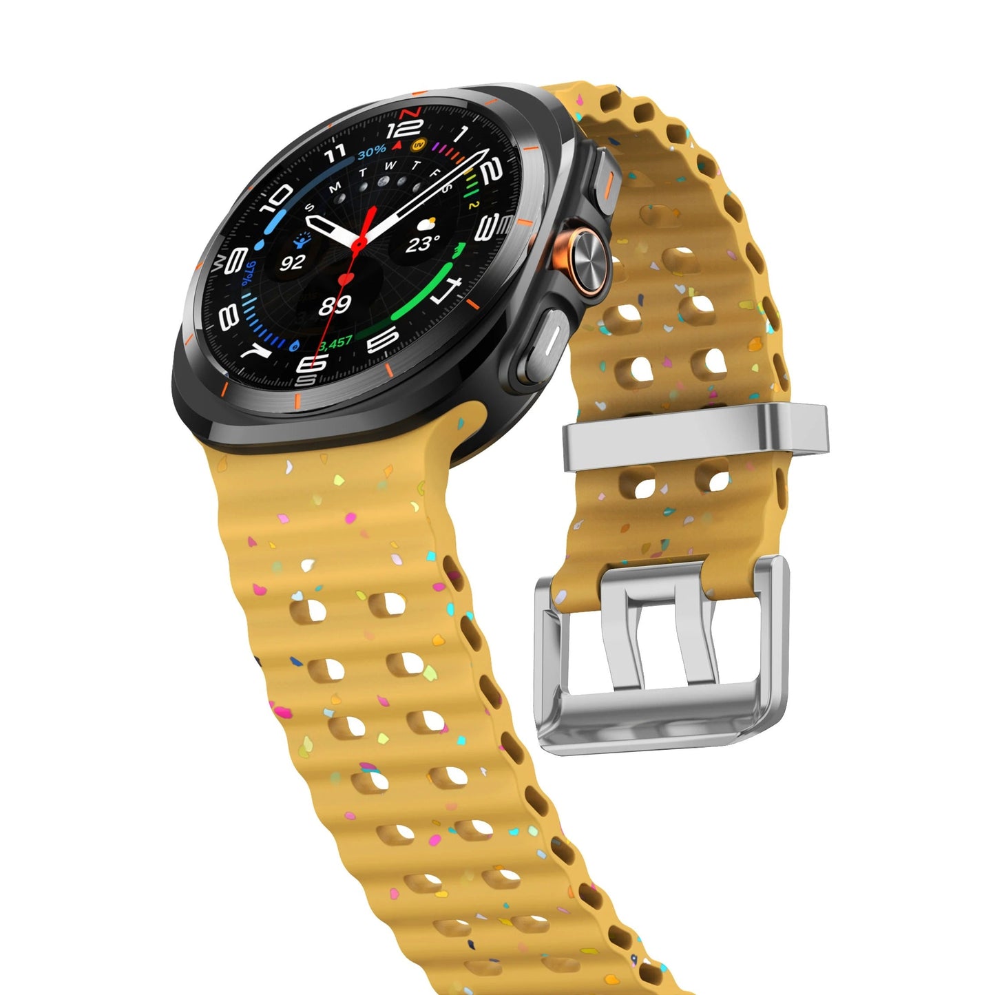 Ocean Silicone Samsung Galaxy 7 Ultra Watch Band Silver Buckle 47MM