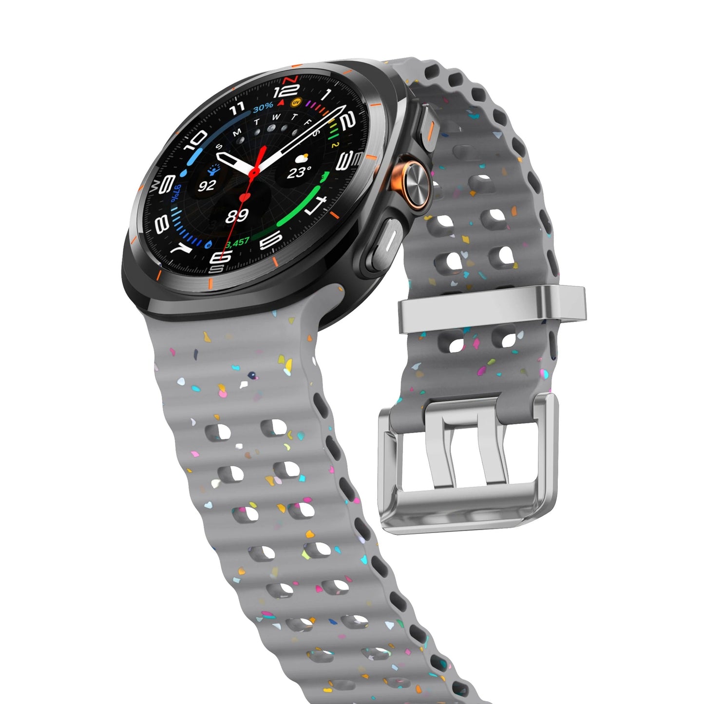 Ocean Silicone Samsung Galaxy 7 Ultra Watch Band Silver Buckle 47MM