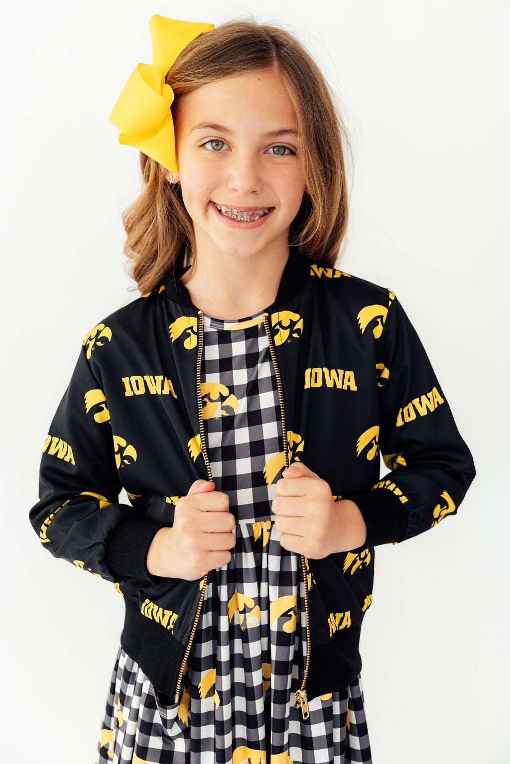 Iowa Plaid Tigerhawk 3/4 Sleeve Pocket Twirl Dress