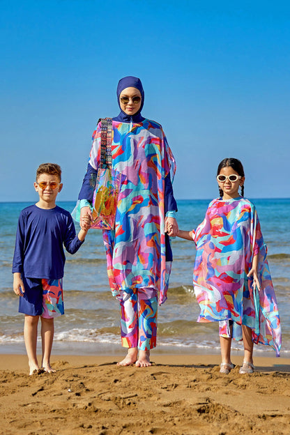 Marina UPF50+ Protected Modest Swimwear for Girls – Navy Ruffle C2502